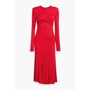 FARM Rio Red Twisted Red Jersey Midi Dress Long Sleeve SZ S NEW $249
